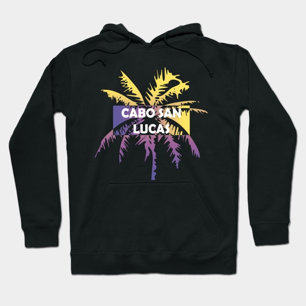 Cabo San Lucas Mexico Neon Tropics Vacation Palm Trees Hoodie by FilsonDesigns